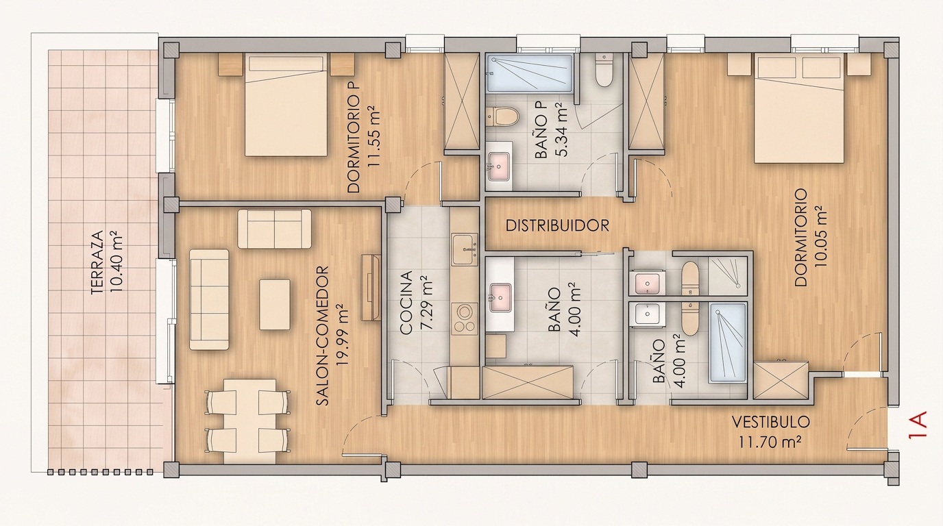 Plano vivienda 1A