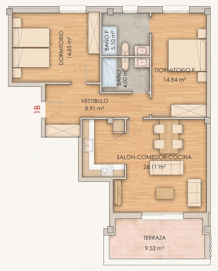 Plano vivienda 1B
