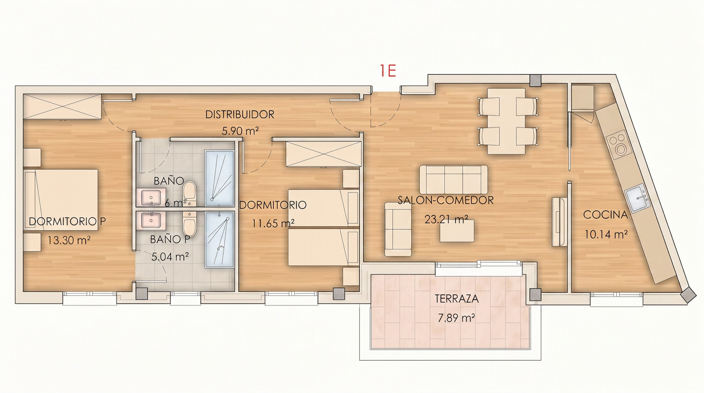 1E Plano vivienda 1E