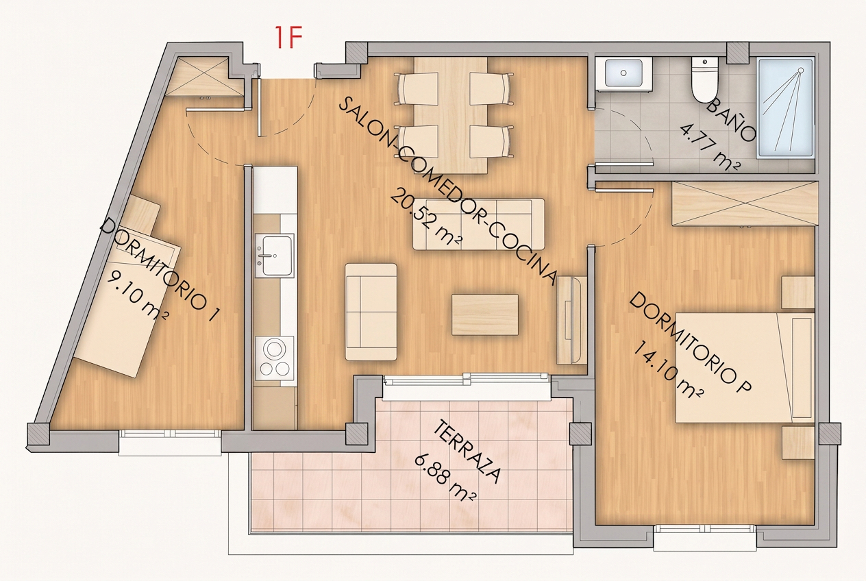 1F Plano vivienda 1F