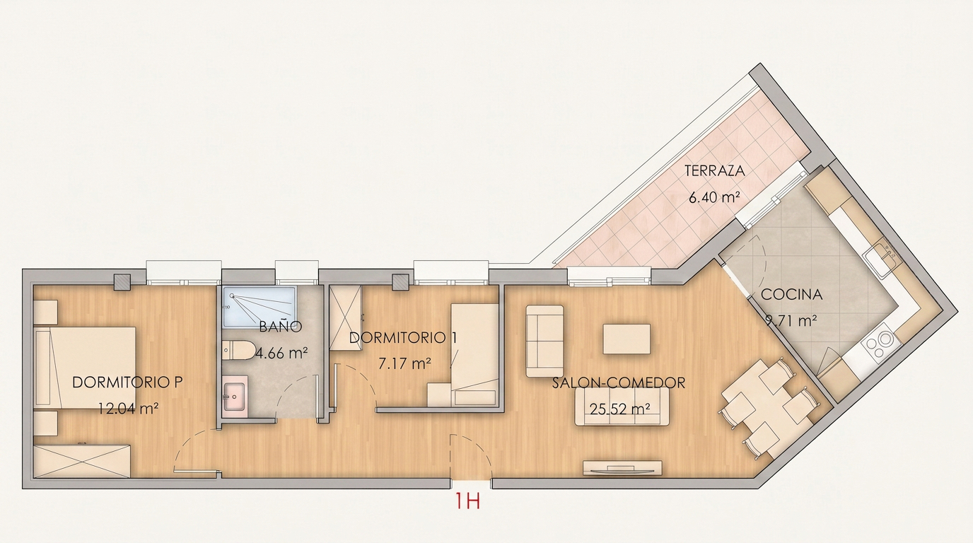 Plano vivienda 1H