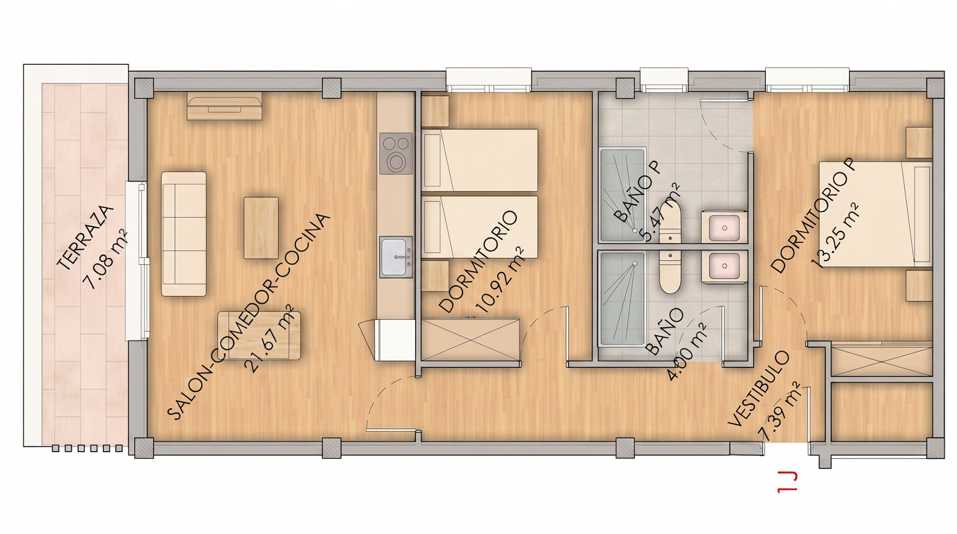 Plano vivienda 1J