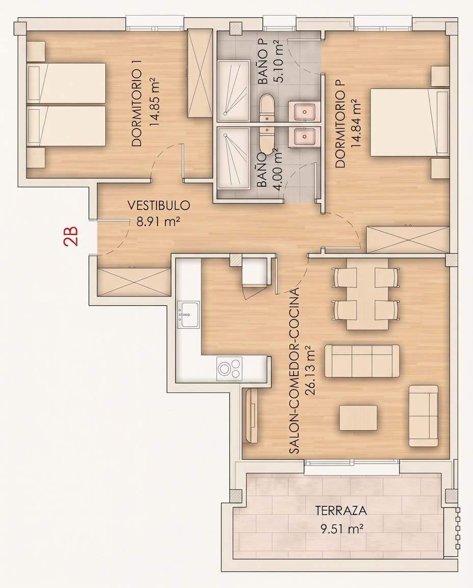 2B Plano vivienda 2B