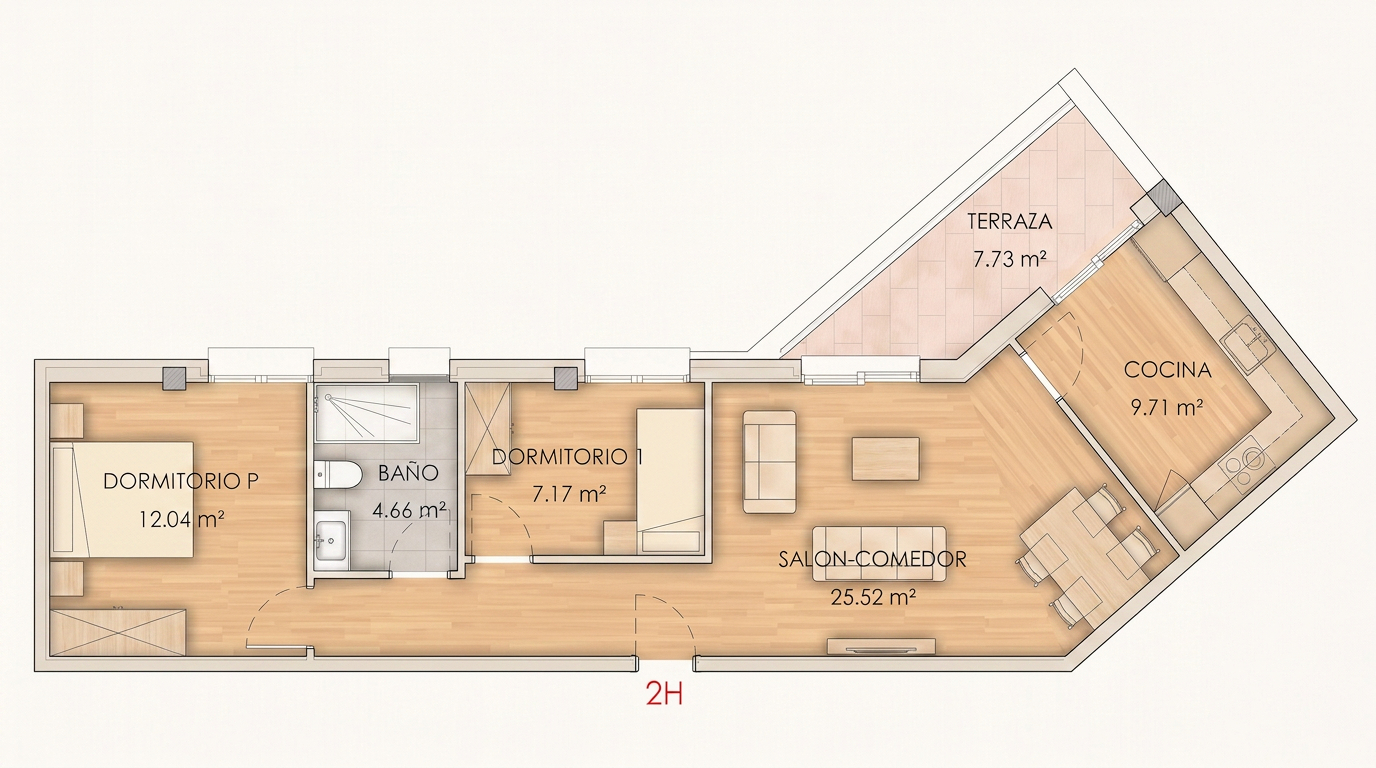 Plano vivienda 2H
