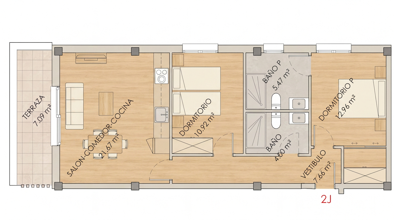 2J Plano vivienda 2J