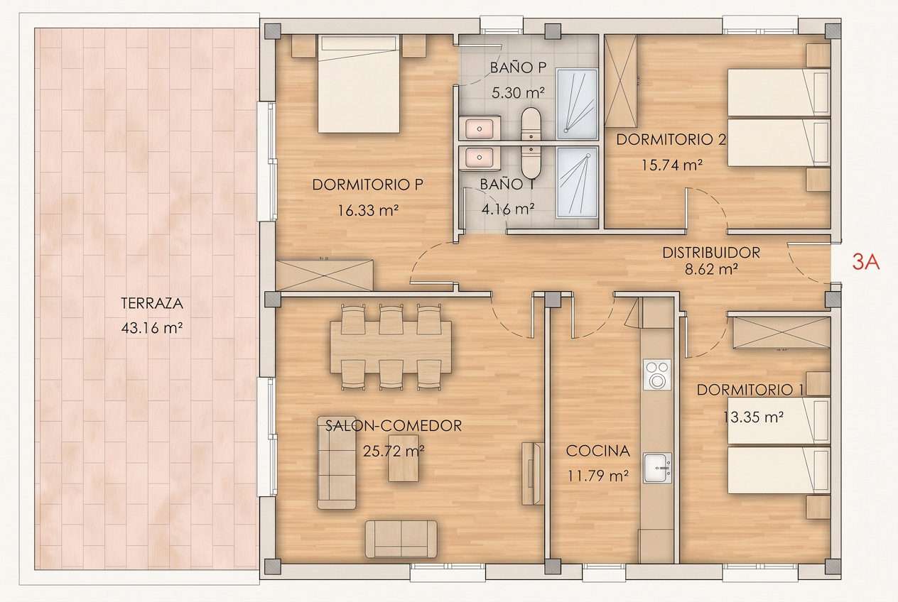 Plano vivienda 3A