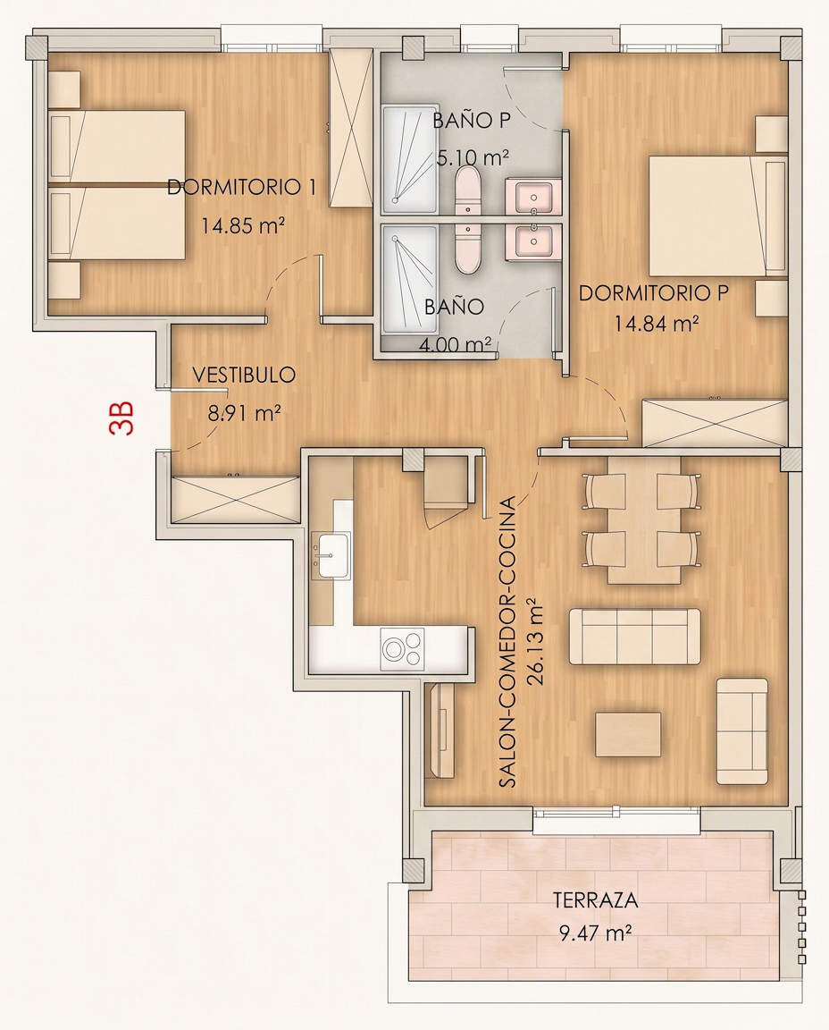 3B Plano vivienda 3B