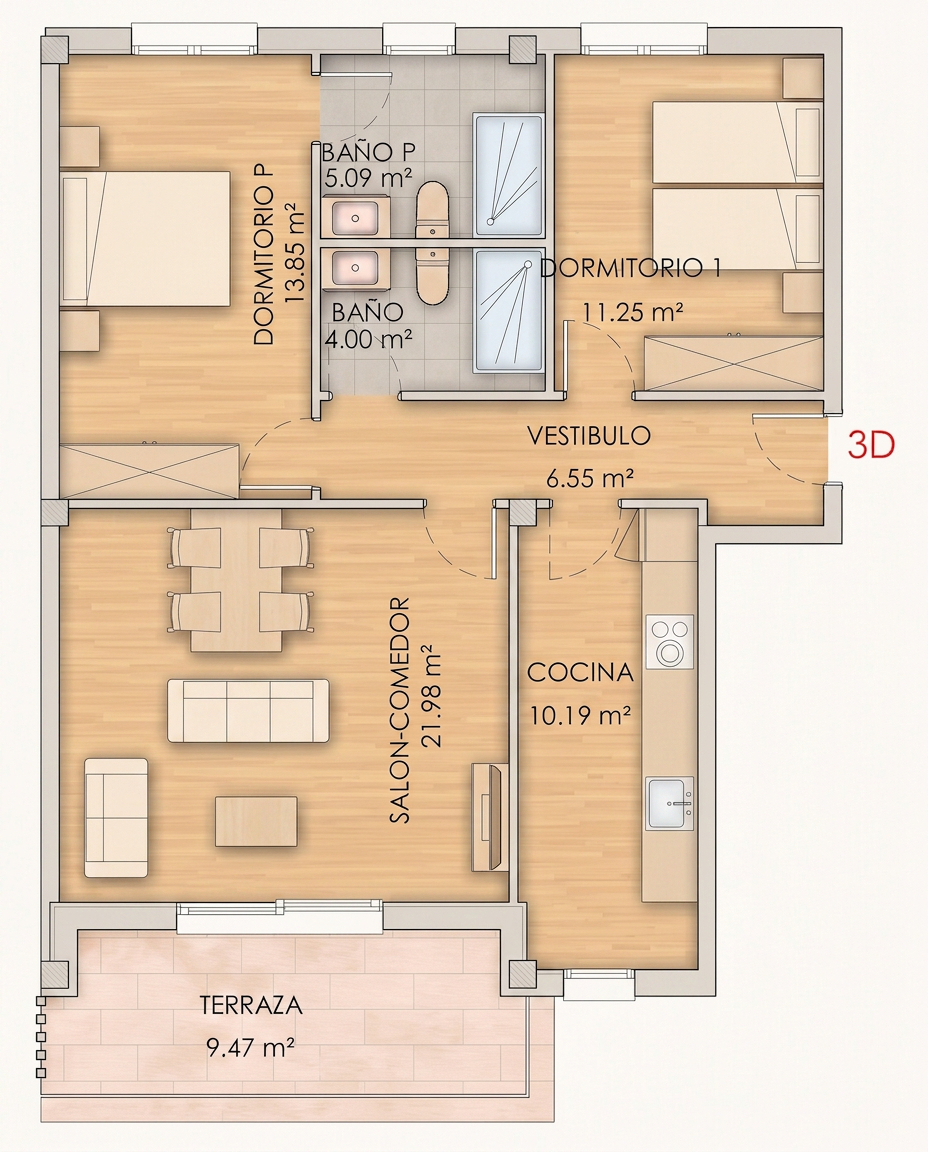 3D Plano vivienda 3D