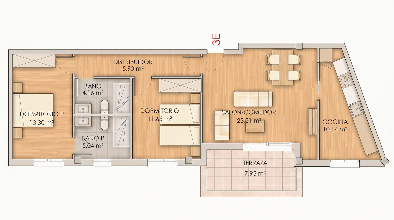 Plano vivienda 3E